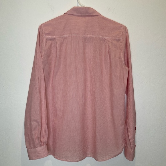 Trovata Birds of Paradis Pinstripe Long Sleeve Shirt Button Front Pink Small - Picture 5 of 10